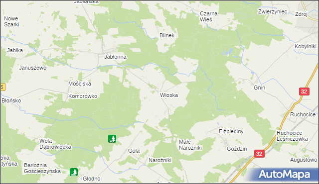 mapa Wioska gmina Rakoniewice, Wioska gmina Rakoniewice na mapie Targeo