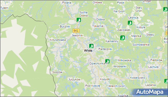 mapa Wisła, Wisła na mapie Targeo
