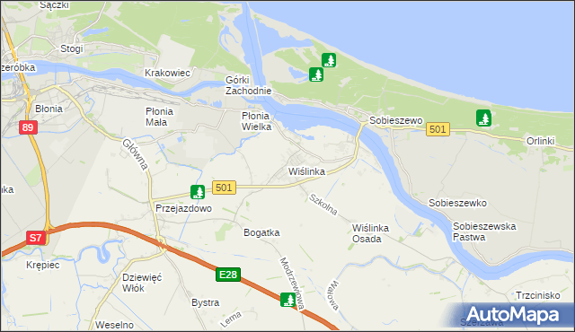 mapa Wiślinka, Wiślinka na mapie Targeo