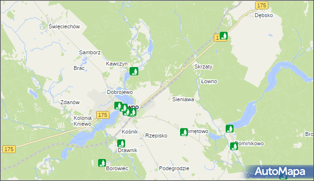 mapa Wiśniewo gmina Drawno, Wiśniewo gmina Drawno na mapie Targeo