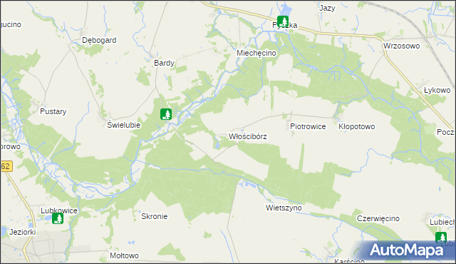 mapa Włościbórz gmina Dygowo, Włościbórz gmina Dygowo na mapie Targeo