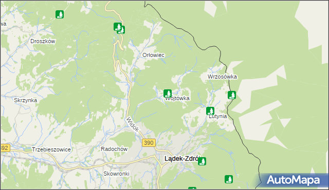 mapa Wójtówka gmina Lądek-Zdrój, Wójtówka gmina Lądek-Zdrój na mapie Targeo