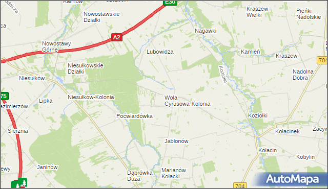 mapa Wola Cyrusowa-Kolonia, Wola Cyrusowa-Kolonia na mapie Targeo