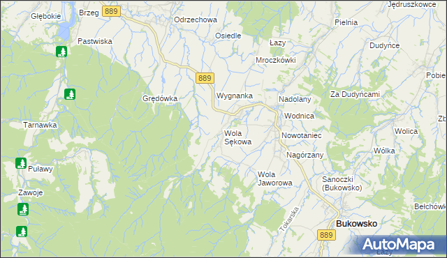 mapa Wola Sękowa, Wola Sękowa na mapie Targeo