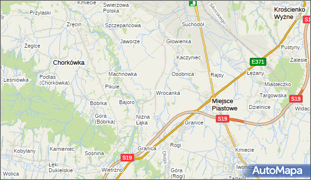 mapa Wrocanka gmina Miejsce Piastowe, Wrocanka gmina Miejsce Piastowe na mapie Targeo