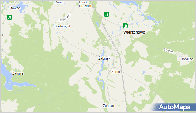 mapa Żabinek gmina Wierzchowo, Żabinek gmina Wierzchowo na mapie Targeo