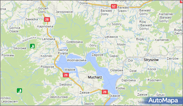 mapa Zagórze gmina Mucharz, Zagórze gmina Mucharz na mapie Targeo