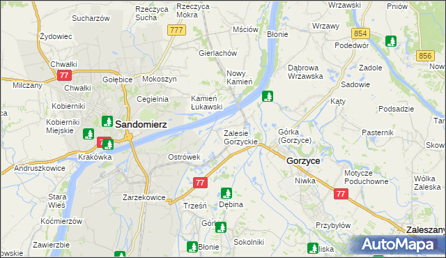 mapa Zalesie Gorzyckie, Zalesie Gorzyckie na mapie Targeo