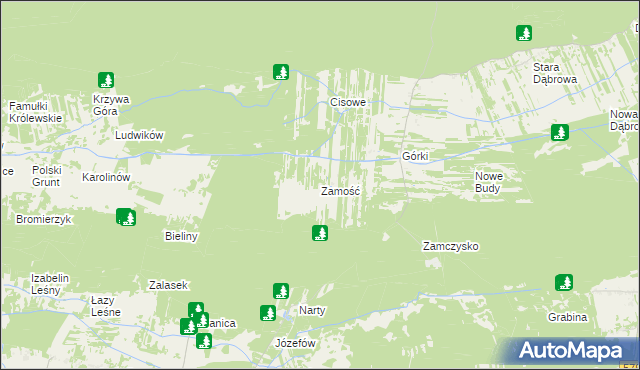 mapa Zamość gmina Leoncin, Zamość gmina Leoncin na mapie Targeo
