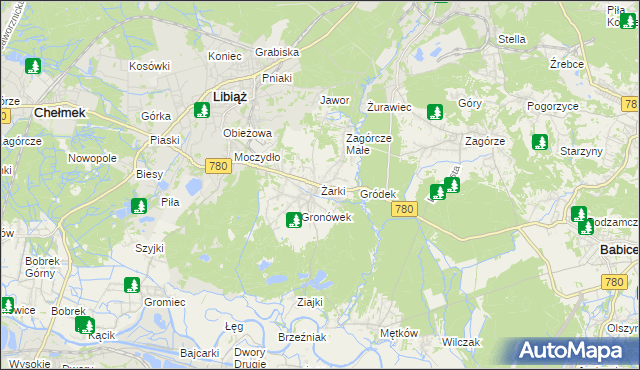 mapa Żarki gmina Libiąż, Żarki gmina Libiąż na mapie Targeo