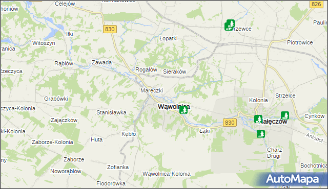 mapa Zarzeka gmina Wąwolnica, Zarzeka gmina Wąwolnica na mapie Targeo