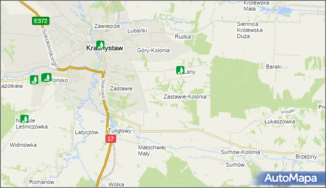 mapa Zastawie-Kolonia, Zastawie-Kolonia na mapie Targeo