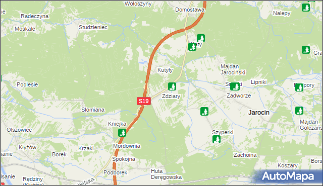 mapa Zdziary gmina Jarocin, Zdziary gmina Jarocin na mapie Targeo