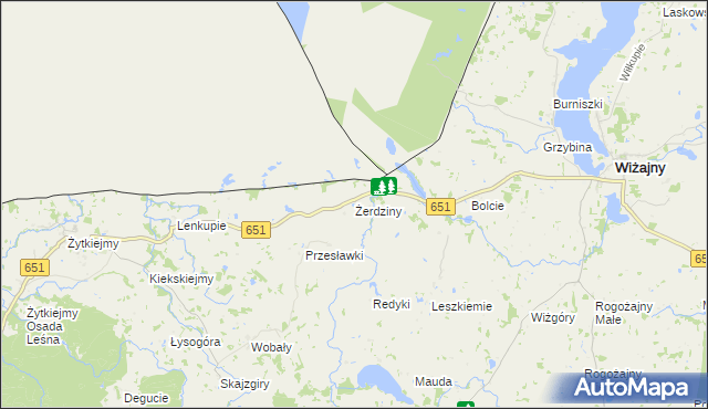 mapa Żerdziny gmina Dubeninki, Żerdziny gmina Dubeninki na mapie Targeo
