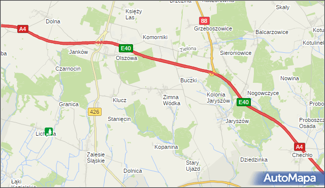 mapa Zimna Wódka, Zimna Wódka na mapie Targeo