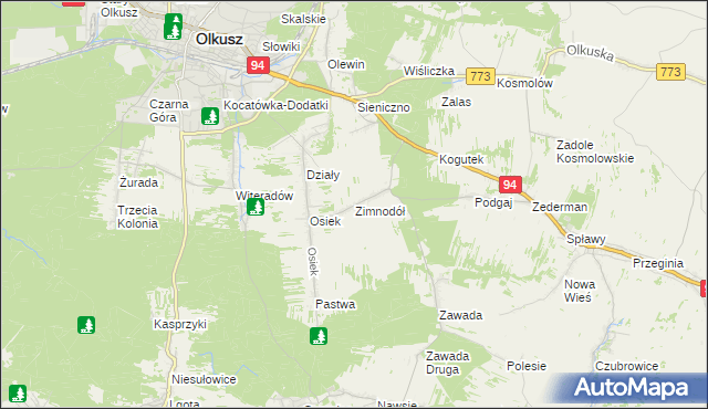 mapa Zimnodół, Zimnodół na mapie Targeo