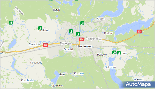 mapa Złocieniec, Złocieniec na mapie Targeo