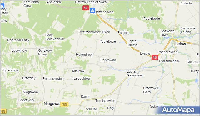 mapa Dąbrowno gmina Niegowa, Dąbrowno gmina Niegowa na mapie Targeo