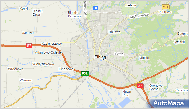 mapa Elbląga, Elbląg na mapie Targeo