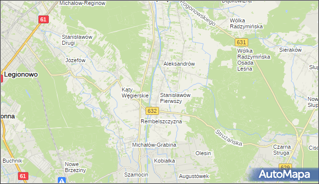 mapa Stanisławów Pierwszy gmina Nieporęt, Stanisławów Pierwszy gmina Nieporęt na mapie Targeo