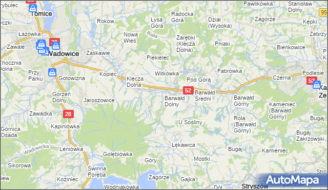 mapa Barwałd Dolny, Barwałd Dolny na mapie Targeo