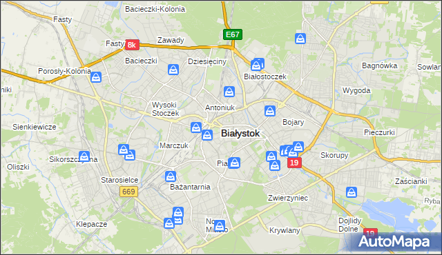 mapa Białegostoku, Białystok na mapie Targeo