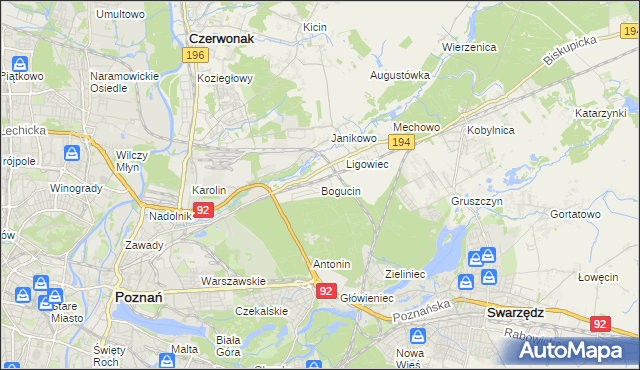 mapa Bogucin gmina Swarzędz, Bogucin gmina Swarzędz na mapie Targeo