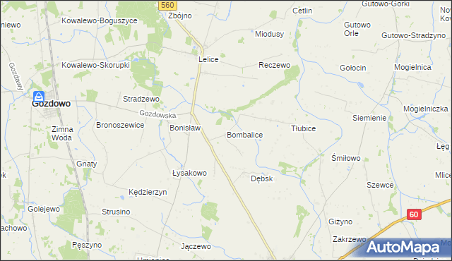 mapa Bombalice, Bombalice na mapie Targeo