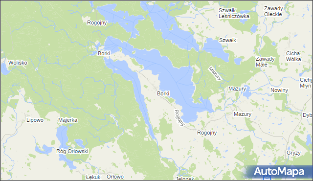 mapa Borki gmina Świętajno, Borki gmina Świętajno na mapie Targeo
