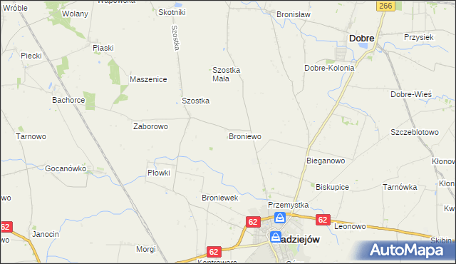 mapa Broniewo gmina Radziejów, Broniewo gmina Radziejów na mapie Targeo