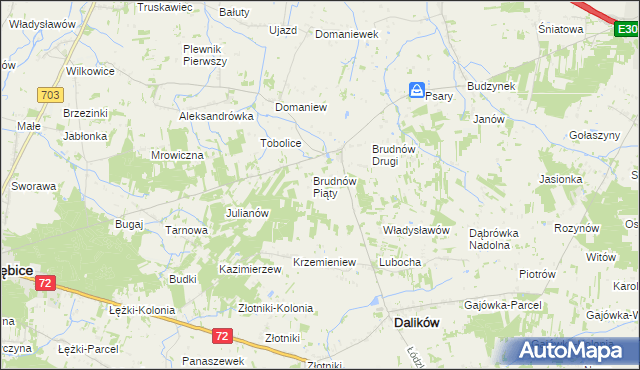 mapa Brudnów Stary, Brudnów Stary na mapie Targeo