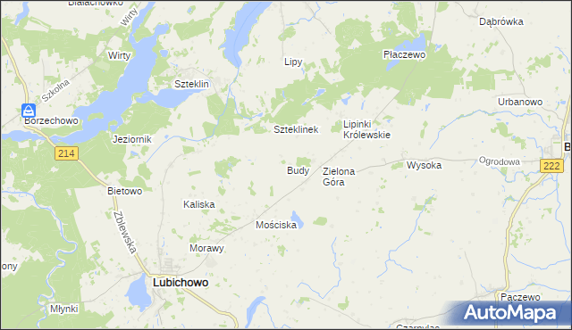 mapa Budy gmina Lubichowo, Budy gmina Lubichowo na mapie Targeo