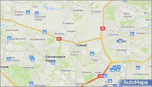 mapa Czeladź, Czeladź na mapie Targeo