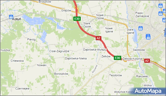 mapa Dąbrówka-Wyłazy, Dąbrówka-Wyłazy na mapie Targeo
