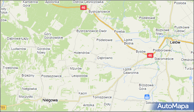 mapa Dąbrowno gmina Niegowa, Dąbrowno gmina Niegowa na mapie Targeo