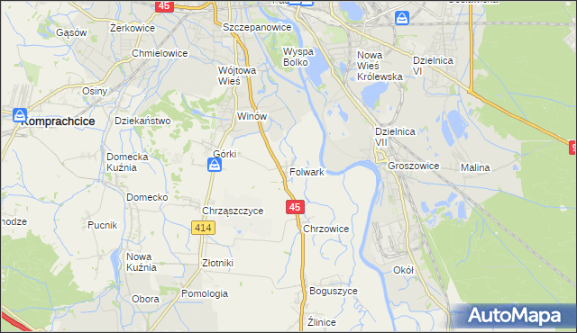 mapa Folwark gmina Prószków, Folwark gmina Prószków na mapie Targeo