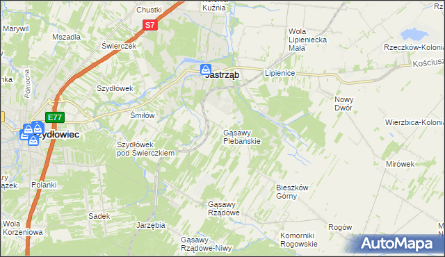 mapa Gąsawy Plebańskie, Gąsawy Plebańskie na mapie Targeo