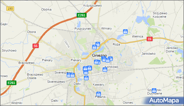 mapa Gniezna, Gniezno na mapie Targeo