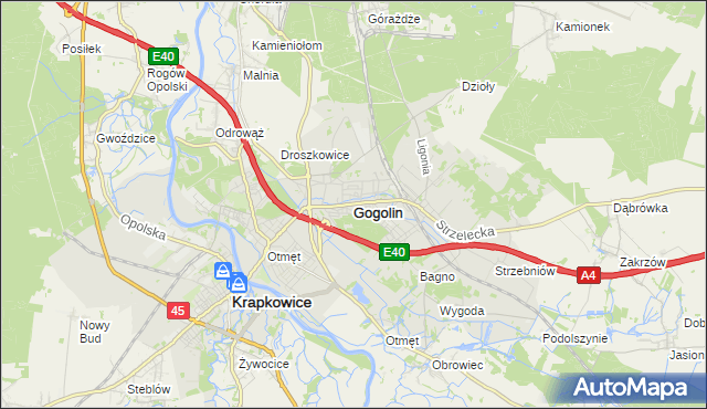 mapa Gogolin powiat krapkowicki, Gogolin powiat krapkowicki na mapie Targeo