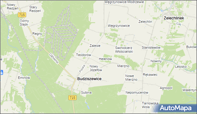 mapa Helenów gmina Budziszewice, Helenów gmina Budziszewice na mapie Targeo