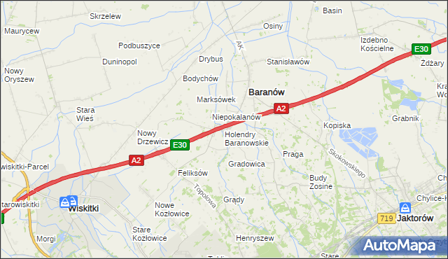mapa Holendry Baranowskie, Holendry Baranowskie na mapie Targeo