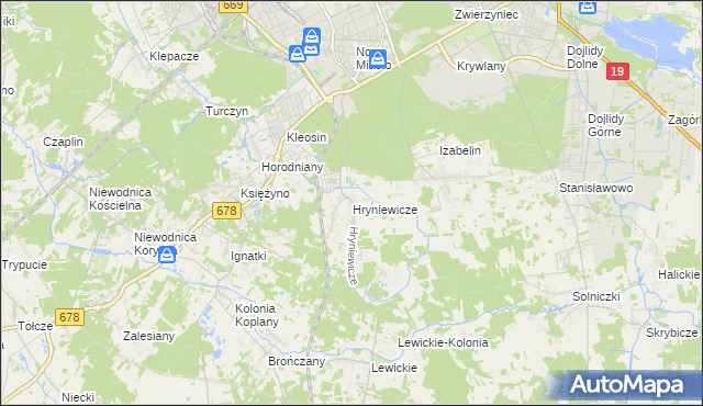 mapa Hryniewicze, Hryniewicze na mapie Targeo