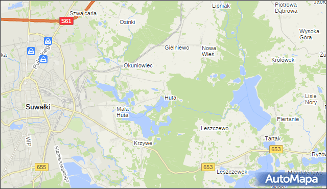 mapa Huta gmina Suwałki, Huta gmina Suwałki na mapie Targeo