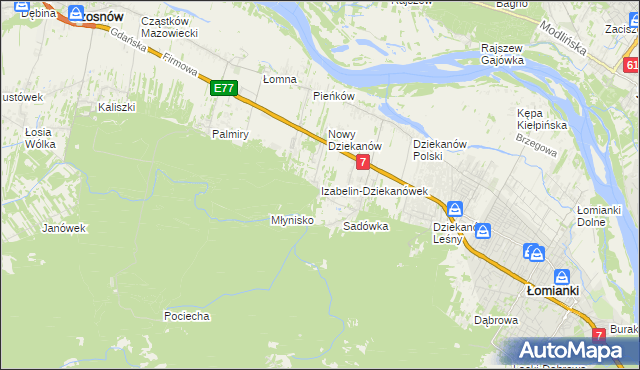 mapa Izabelin-Dziekanówek, Izabelin-Dziekanówek na mapie Targeo