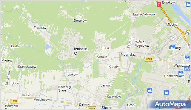 mapa Izabelin powiat warszawski zachodni, Izabelin powiat warszawski zachodni na mapie Targeo
