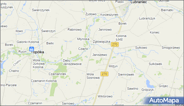 mapa Janiszewo gmina Lubraniec, Janiszewo gmina Lubraniec na mapie Targeo