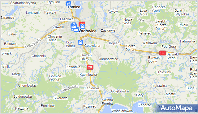 mapa Jaroszowice, Jaroszowice na mapie Targeo