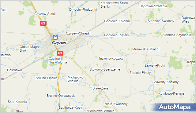 mapa Jaźwiny-Koczoty, Jaźwiny-Koczoty na mapie Targeo