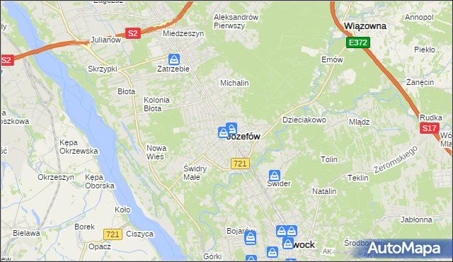 mapa Józefów powiat otwocki, Józefów powiat otwocki na mapie Targeo