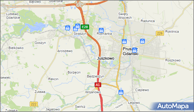 mapa Juszkowo, Juszkowo na mapie Targeo